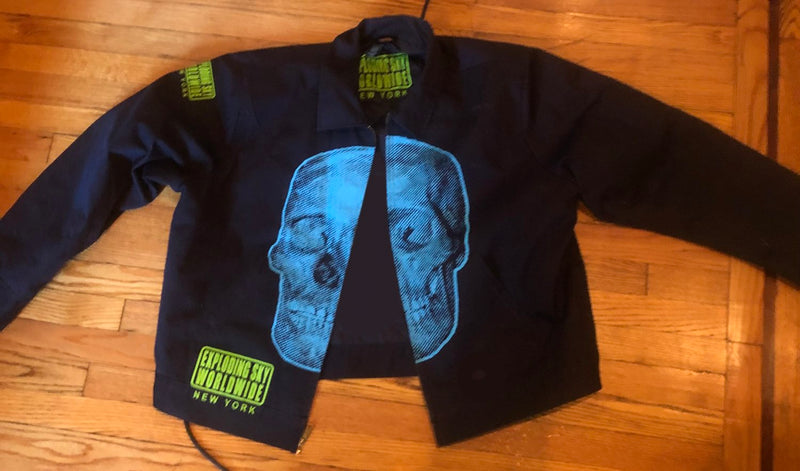 EXPLODING SKY WORLDWIDE NEW YORK CUSTOM VINTAGE WORK JACKET BY MARK ENGER