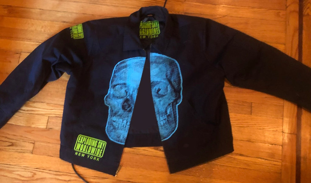 EXPLODING SKY WORLDWIDE NEW YORK CUSTOM VINTAGE WORK JACKET BY MARK ENGER
